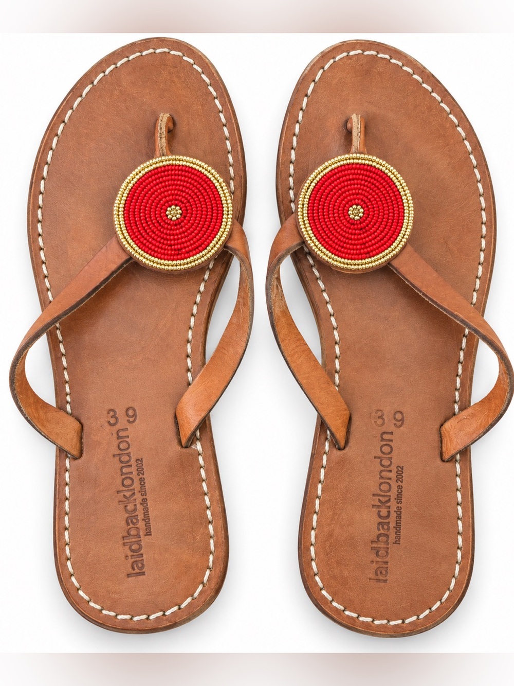 Laidback London Artisan sandals with Beaded Disc Thong Design